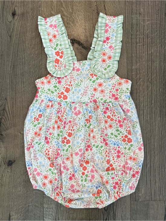 Stitchy Fish Other - Girls Floral Bubble Romper - 3T